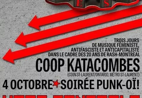 Poster: Show au katacombes avec D.O.A./Hors controle/Prowlers/les Ordures ioniques et Viva bertaga, Coop Katacombes, Saturday, October 4