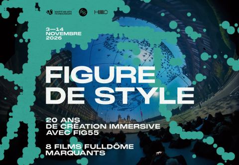 Poster: Figure de style – 20 ans de création immersive avec fig55, Société des arts technologiques [SAT], Tuesday, November 3