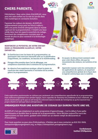 Poster: Atelier d’ingénierie automatique et robotique pour les jeunes et adolescent