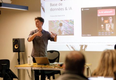 Poster: IA et les arts, Société des arts technologiques [SAT], Thursday, November 26