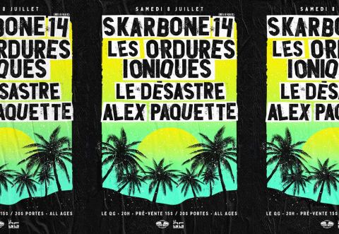 Poster: Skarbone 14 + Les Ordures Ioniques + Le Désastre + Alex Paquette (Full Band) @ QG