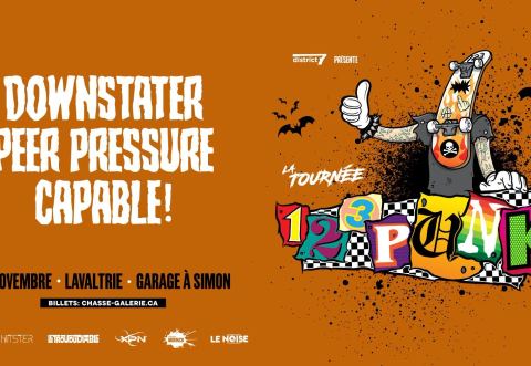 Poster: La tournée 123Punk 2026 à Lavaltrie avec DOWNSTATER, PEER PRESSURE et CAPABLE!, Chasse Galerie, Saturday, November 21