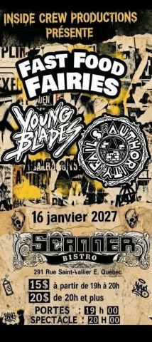 Poster: Fast Food Fairies ,Young Blades et Authority Fails le Samedi 16 Janvier 2027