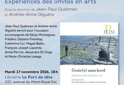 Poster: Lancement du livre Geste(s) sans bord, Librairie Le port de tête, Tuesday, November 17