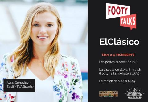 Poster: Évènement spécial ElClásico en collaboration avec Footy Talks, McKibbin's Irish Pub, Saturday, March 2