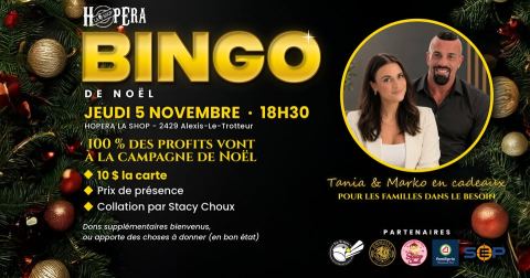 Poster: 🎄✨ BINGO DE NOËL À LA SHOP – TANIA ET MARKO EN CADEAUX! 🎁❤️