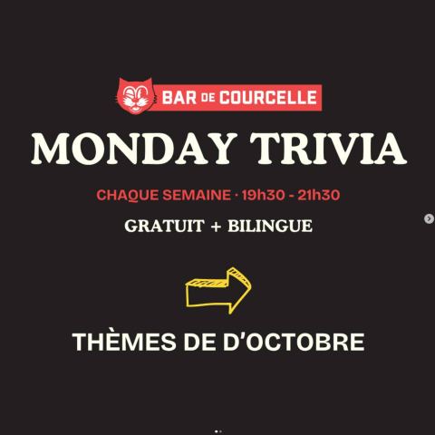 Programme poster: Quiz du lundi : annonce (Instagram du bar)