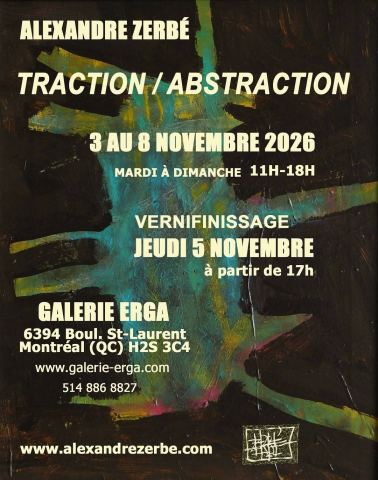 Poster: Traction / Abstraction, Galerie Erga, Tuesday, November 3