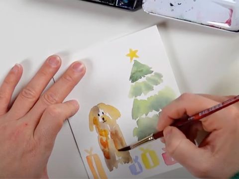 Poster: Ateliers de cartes de Noël à l'aquarelle, Maison Robert-Bélanger, Saturday, December 12