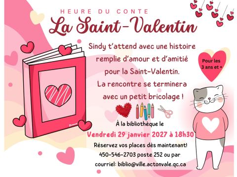 Poster: Heure du conte: la Saint-Valentin