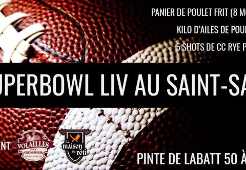 Poster: Superbowl à la Taverne Saint-Sacrement, Taverne Saint-Sacrement, Sunday, February 2