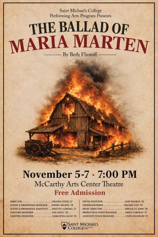 Poster: “The Ballad of Maria Marten”, McCarthy Arts Center (Saint Michael's College), Thursday, November 5