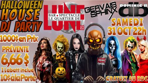 Poster: HALLOWEEN HOUSE DJ PARTY AU QUARTIER DE LUNE