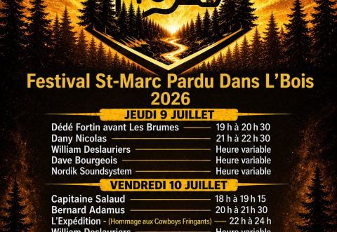 Poster: St-Marc Pardu Dans L’Bois 2026, Saint-Marc-de-Latour, Thursday, July 9