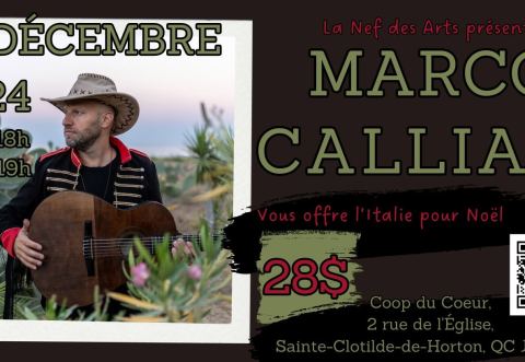 Affiche : Marco Calliari - vous offre l'Italie (à sa sauce) pour Noël!
