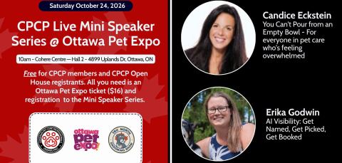 Poster: The Ottawa Pet Expo - October 24 & 25, 2026, Cohere Centre, Saturday, October 24