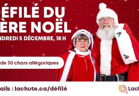 Poster: Défilé du père Noël 2025, Bibliothèque Jean-Marc-Belzile, Friday, December 5