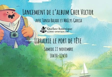 Poster: Lancement Cher Victor, Librairie Le port de tête, Saturday, November 22