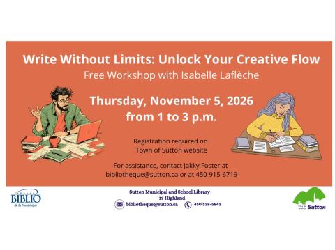 Poster: Atelier d'écriture bilingue - Écrire sans limites/Write Without Limits