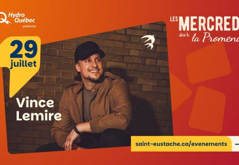 Poster: Les Mercredis sur la promenade : Vince Lemire, La Petite Église – Cabaret spectacle, Wednesday, July 29