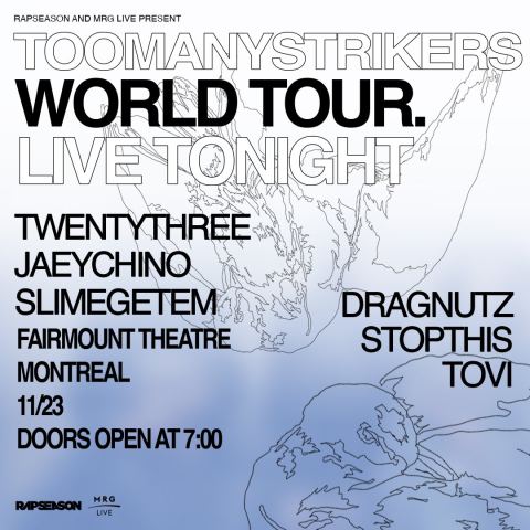 Poster: TOO MANY STRIKERS, Théâtre Fairmount, Monday, November 23