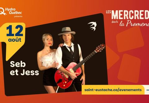 Poster: Les Mercredis sur la promenade : Seb et Jess, La Petite Église – Cabaret spectacle, Wednesday, August 12