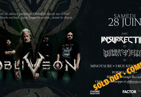Poster: Obliveon, Insurrection, Insanity of Sorrow au Minotaure, Le Minotaure, Saturday, June 28