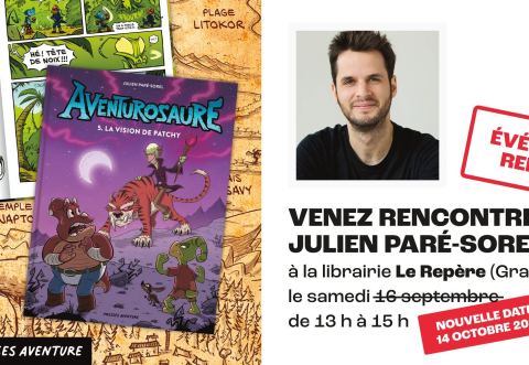 Affiche : Julien Paré-Sorel à la librairie Le Repère (Granby), Librairie jeunesse le Repère, samedi 14 octobre