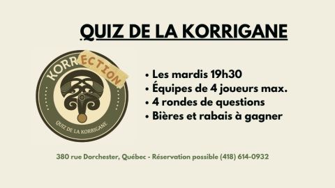 Poster: Korrection - Quiz de la Korrigane, Brasserie artisanale La Korrigane, Tuesday, November 10
