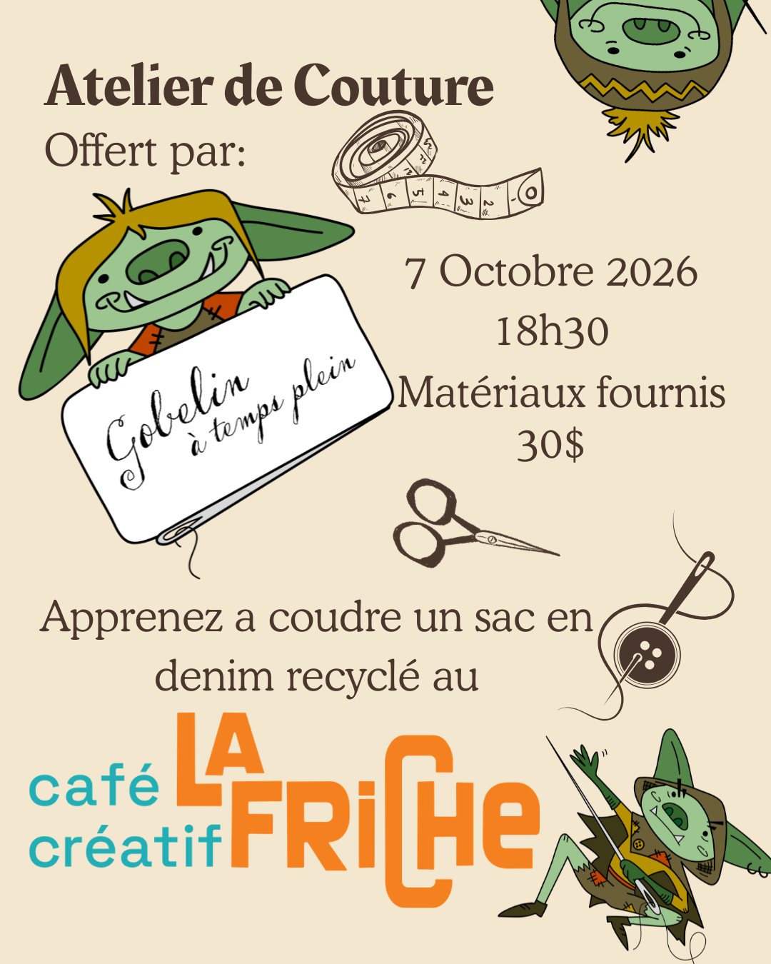 Affiche : Atelier de couture – Sac en denim recyclé