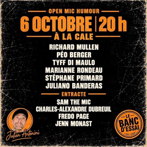 Affiche : Le Banc d'Essai : open mic d'humour