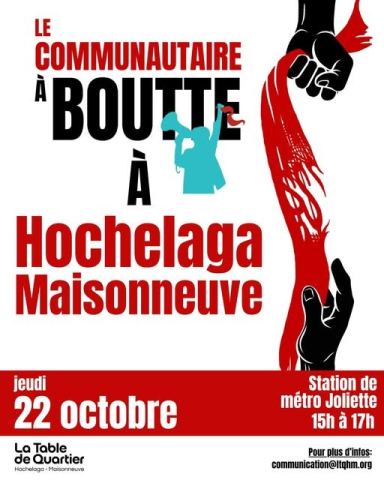 Poster: Le communautaire à boutte à Hochelaga-Maisonneuve