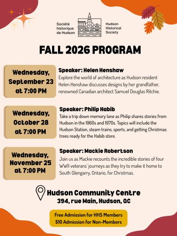 Poster: Hudson Historical Society – Fall 2026 Program