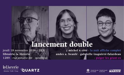 Poster: Lancement double | Piéger les géant·es et La nuit affiche complet