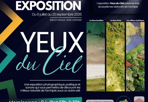 Poster: VERNISSAGE DE L’EXPOSITION YEUX DU CIEL, Bibliothèque Jean-Lapierre – succursale centrale, Monday, July 6
