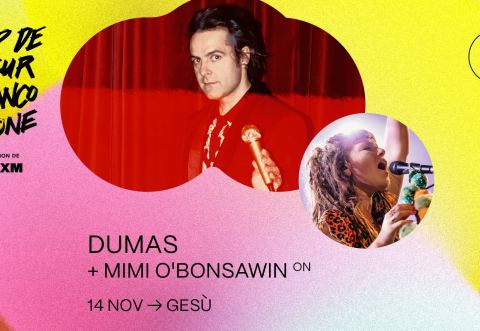 Poster: DUMAS - piano voix diapos + Mimi O'Bonsawin | CCF25, Le Gesù, Friday, November 14