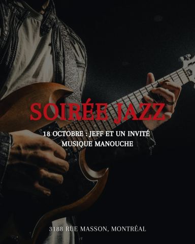 Poster: Soirée jazz, Brasserie Les Soeurs Grises - Vieux Rosemont, Sunday, October 18