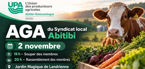 Poster: AGA du Syndicat local Abitibi, Jardin Magique, Monday, November 2