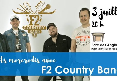 Poster: Soirée country avec F2 Country Band, Parc des Anglais, Wednesday, July 3