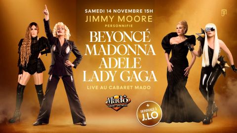 Poster: JIMMY MOORE personnifie- Madonna-Beyoncé- Adele-Lady Gaga et Micheal Jackson