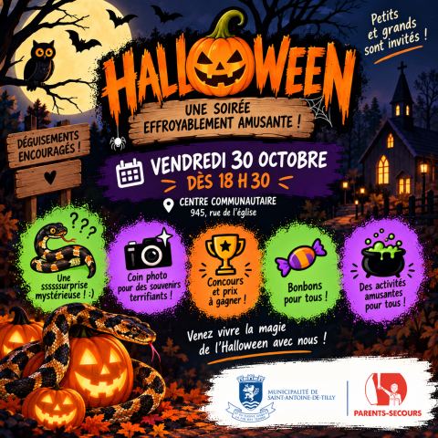 Poster: HALLOWEEN, Centre communautaire, Friday, October 30