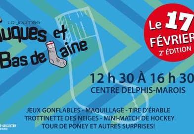 Poster: La journée Tuques et bas de laine, Centre Delphis-Marois, Saturday, February 17