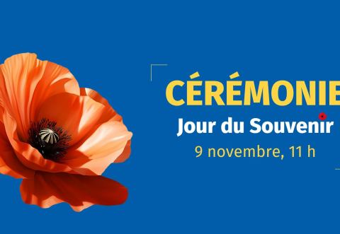 Affiche : Commémoration du jour du Souvenir, Parc de l'Hôtel-de-Ville, dimanche 9 novembre