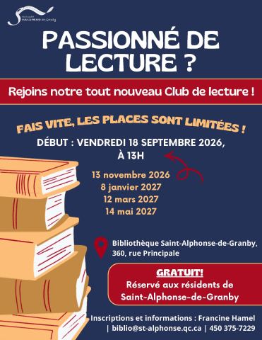 Poster: Club de lecture à la bibliothèque