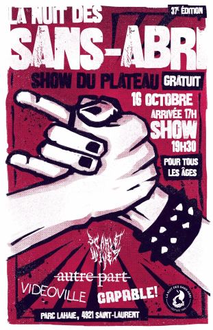 Affiche : La Nuit des sans-abri : Show du Plateau