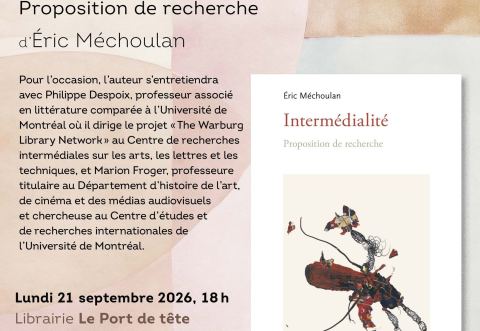 Poster: Discussion autour du livre Intermédialité, proposition de recherche, Librairie Le port de tête, Monday, September 21
