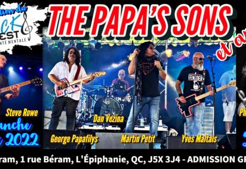Poster: THE PAPA'S SONS et amis au Rock Fest Santé Mentale, Rock Fest pour la Santé Mentale (Parc Béram, patinoire Jacques Demers ), Sunday, August 7