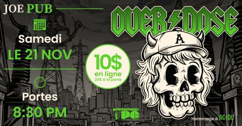 Affiche : Overdose – hommage à AC/DC, Joe Pub, samedi 21 novembre