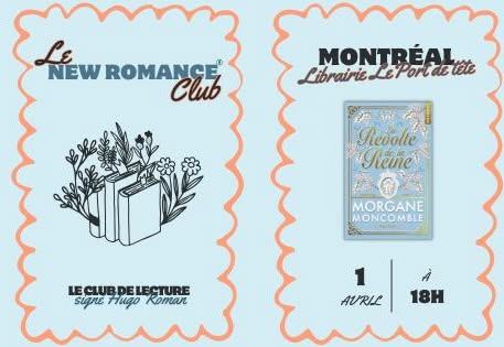 Poster: LE NEW ROMANCE CLUB MONTRÉAL, Librairie Le port de tête, Wednesday, April 1