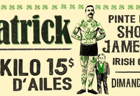 Poster: St-Patrick au Saint-Sac!, Taverne Saint-Sacrement, Sunday, March 22